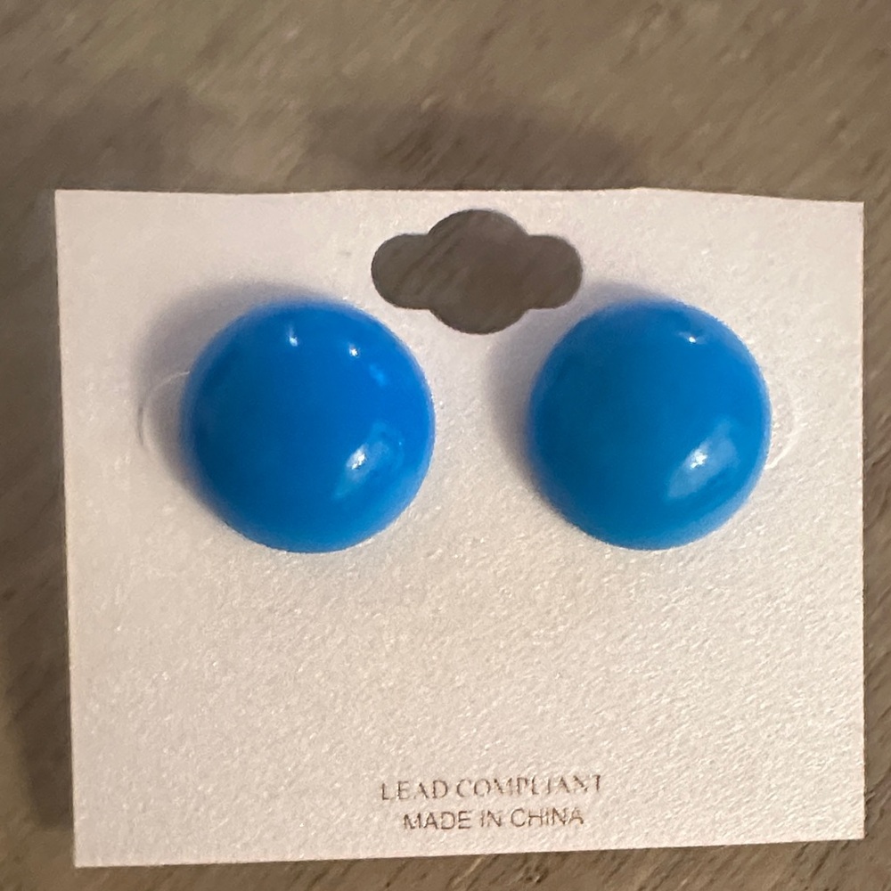 Vintage Metal Blue Stud Earrings